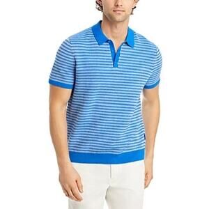 New Michael Kors Cotton & Silk Tuck Stripe Knit Polo